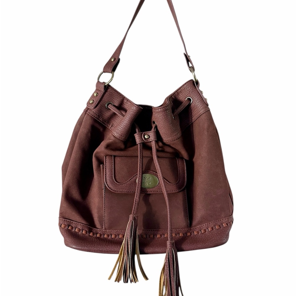 NWOT Brown Vegan Leather Women's Bucket Bag